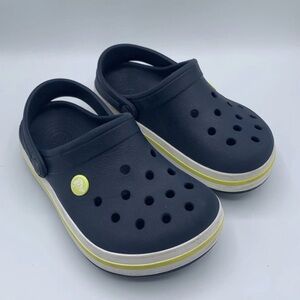 Crocs Unisex Kids Crocband II Size J1 Slip-On Clog Navy Blue Yellow Citrus